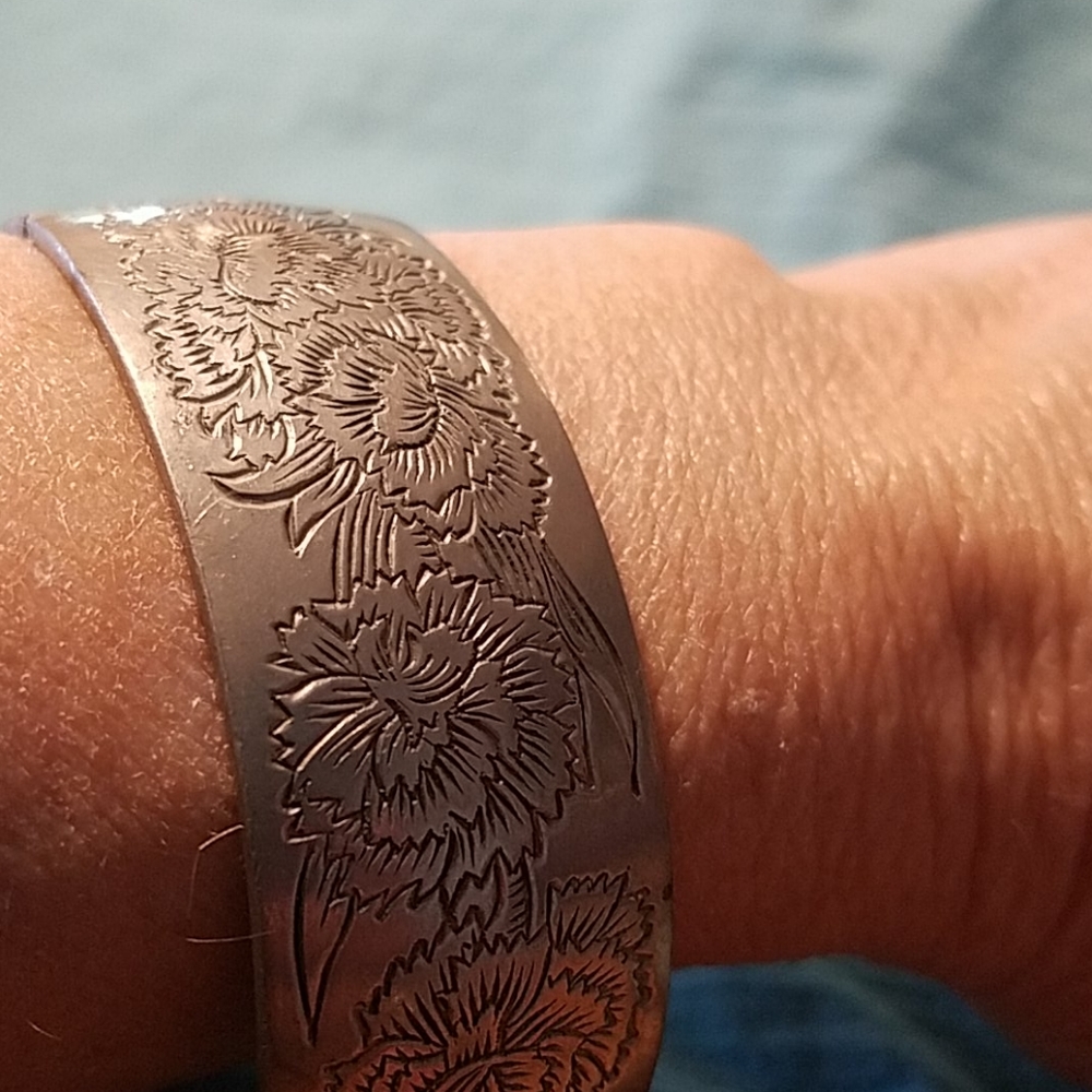 Vintage bracelet carnation flowers Cuff